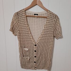 J. Crew Cardigan Sweater Size Medium Silk Linen Blend Button Minimalist Staple